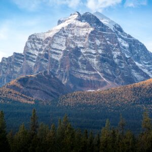 Moraine Lake Temple view with larches