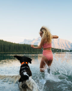 Johnson Lake with dog and girl